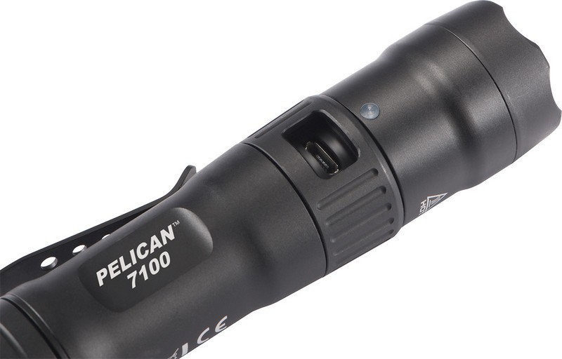 Black Pelican Flashlights 071000-0000-110 Rechargeable Tactical Flashlight 