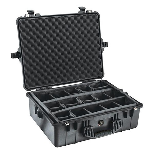 Pelican 1600 Case - With Padded Divider Set (Black)